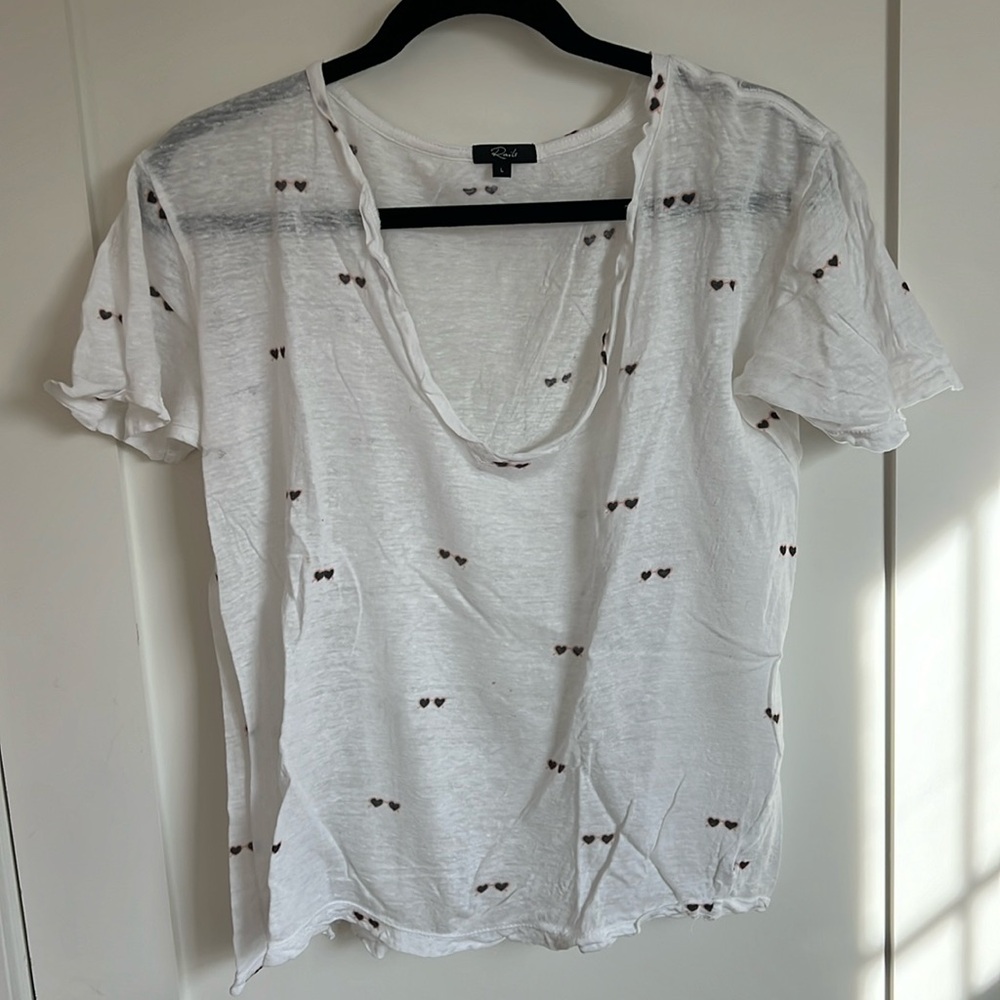 🕶️Rails Heart Sunglasses linen V-neck T-shirt L